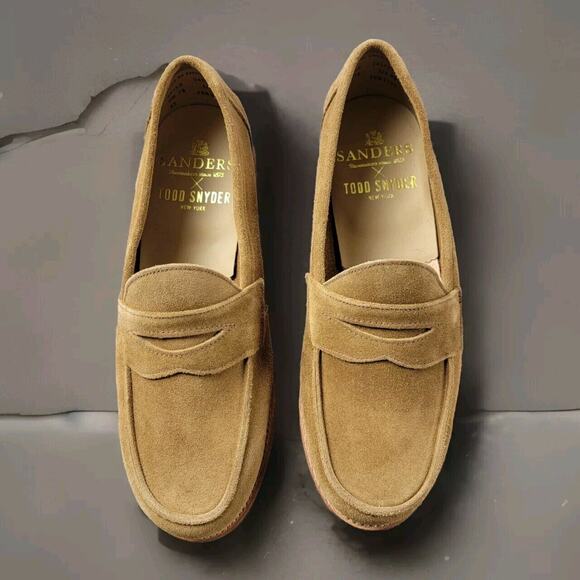 Todd Snyder x Sanders Edwin Suede Loafer size US 8.5 Tan Brown - Picture 1 of 14